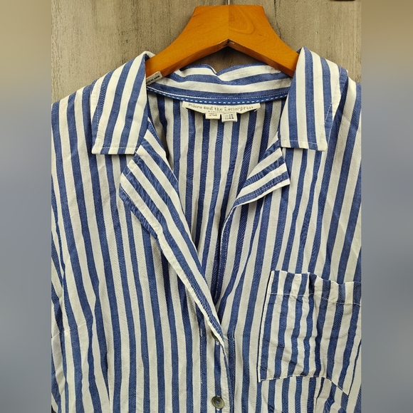 Pilcro And The Letterpress Striped Button Up Tie Back Blouse Size 12 - Picture 6 of 12